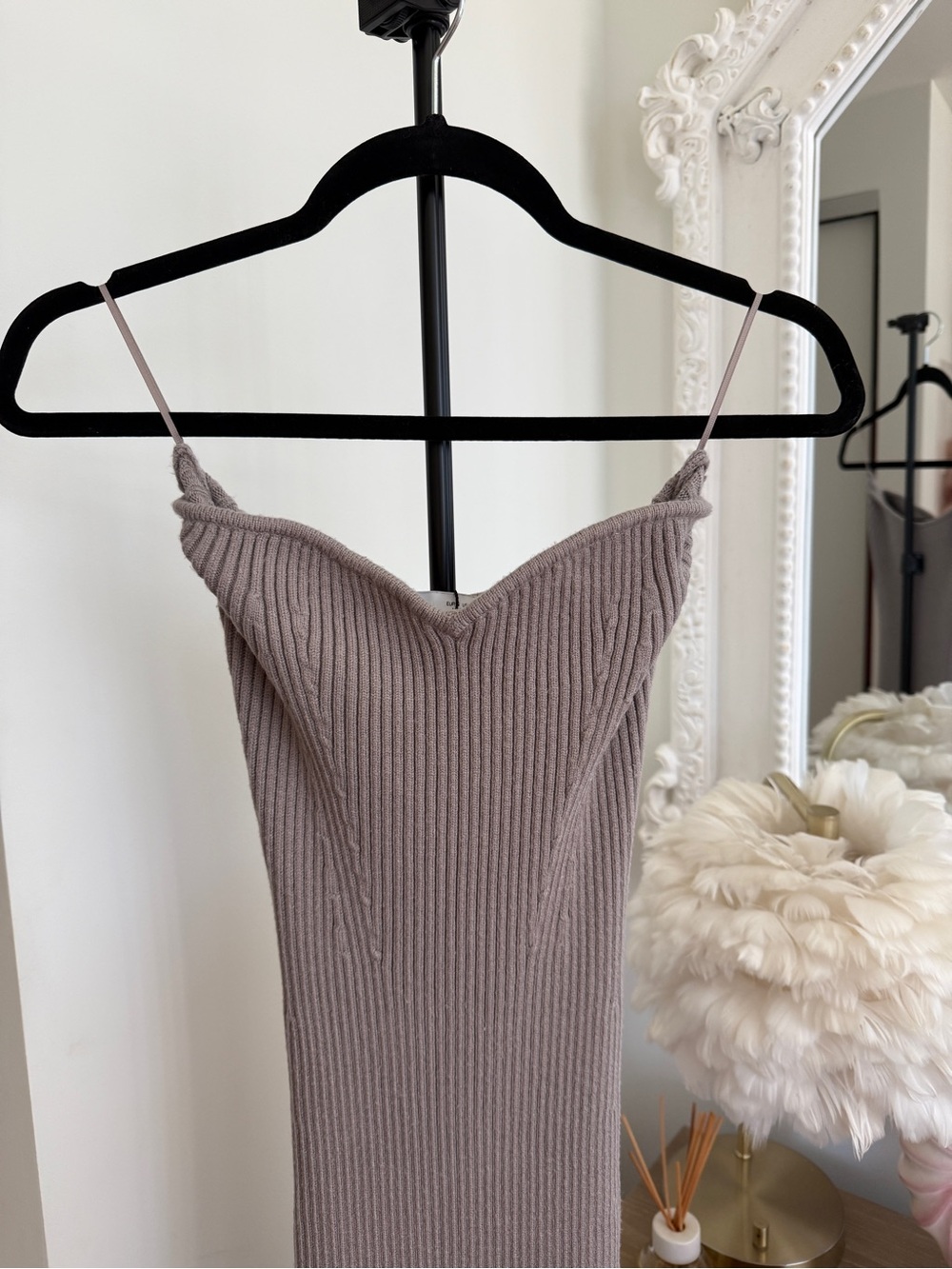 Zara Knit Bodycon Midi Dress in Taupe - Picture 4 of 11